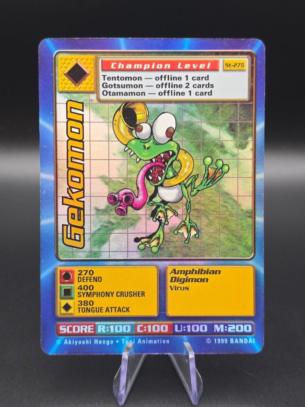 Gekomon St-27S Digimon Holo Card 1999 Bandai Damaged